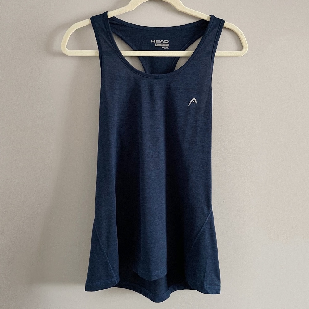 HEAD Scoop Neck Racerback Dark Navy Blue Sport Tennis Tank Top Size M